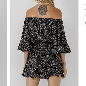 Free the roses off the shoulder floral romper